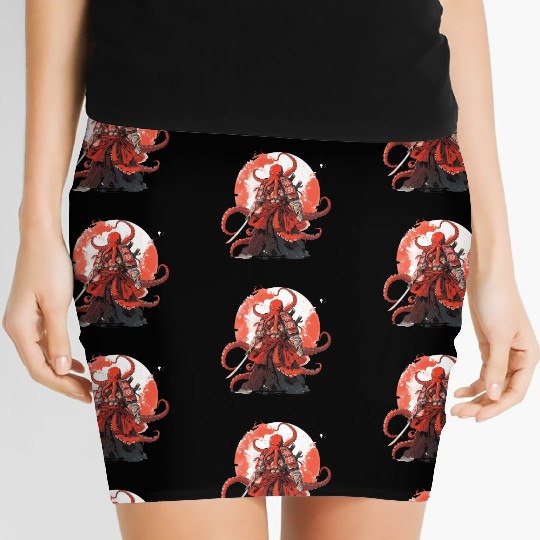 Samurai Katana Sword anime Octopus manga Warrior Women's Mini Skirts