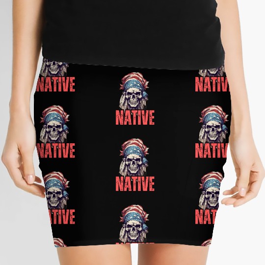 Native American Headpiece Native American Skull Women's Mini Skirts