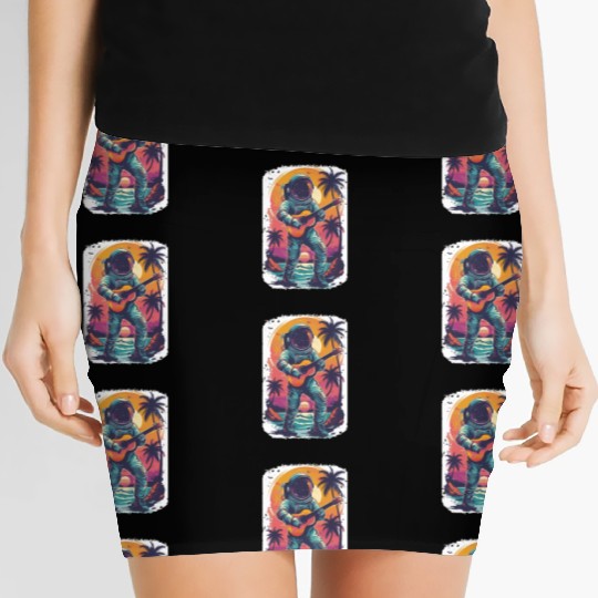 Astronaut Guitar Player Space Music Lover Women's Mini Skirts
