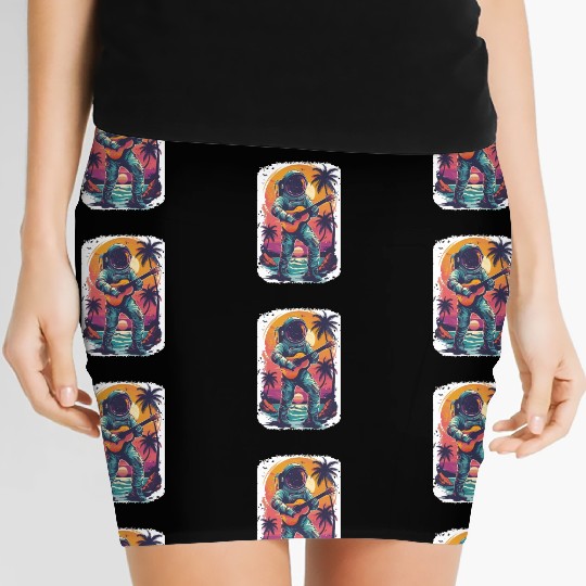 Astronaut Guitar Player Space Music Lover Women's Mini Skirts