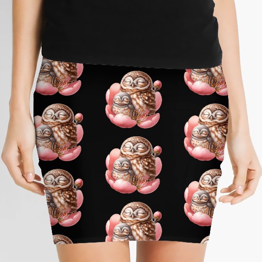 Owls Sleeping In Flower Women's Mini Skirts