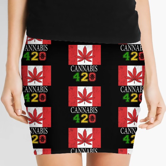 Comical 420 Celebrate Herb Weed Marijuana Design Women's Mini Skirts