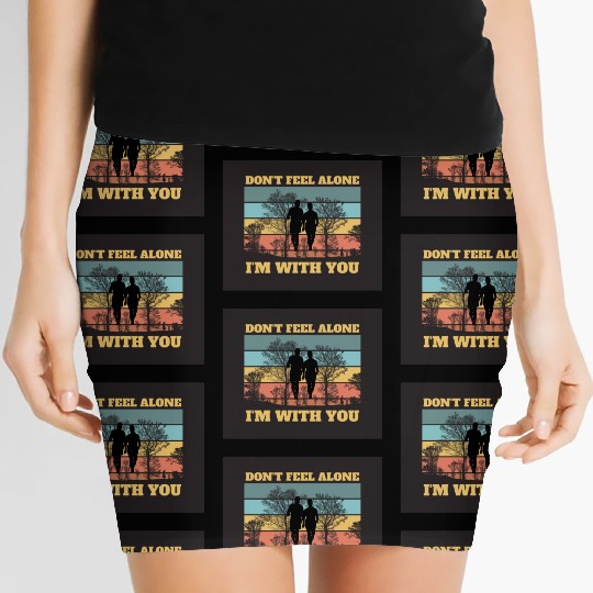 Black Yellow Retro Don t Feel Alone Women's Mini Skirts