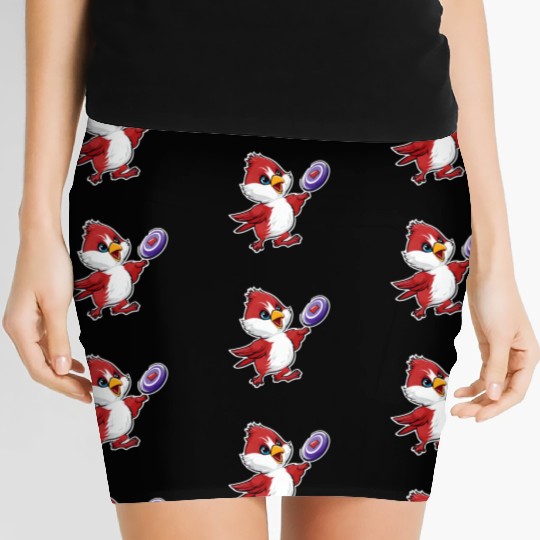 Cardinal Frisbee Fun: Vibrant Cardinal Design for Women's Mini Skirts