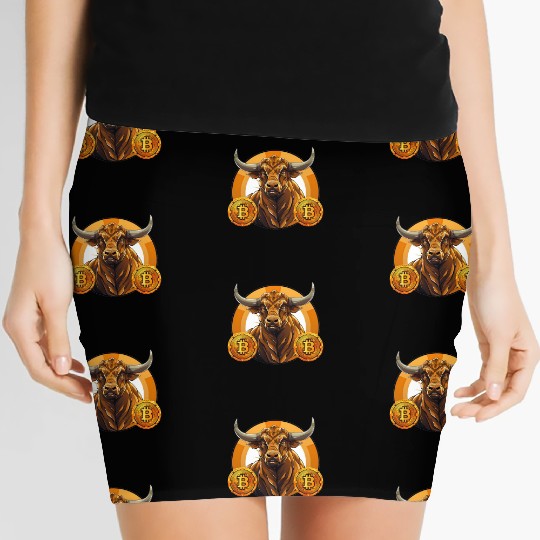 Retro Crypto Currency Bull Bitcoin Blockchain Women's Mini Skirts