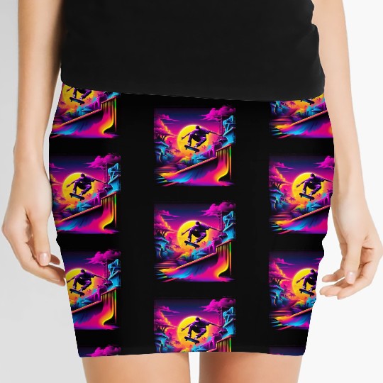 AI Airbrushed Synthwave Skate Scene Women's Mini Skirts