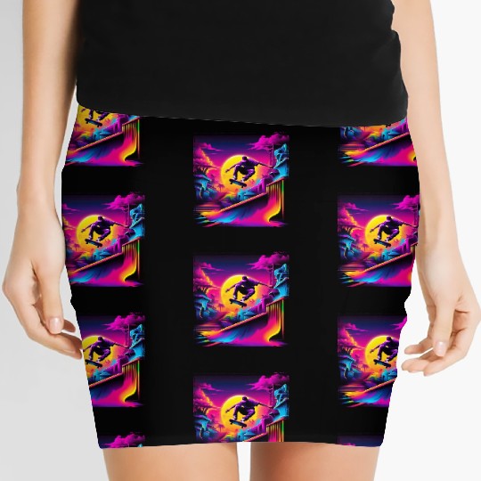 AI Airbrushed Synthwave Skate Scene Women's Mini Skirts