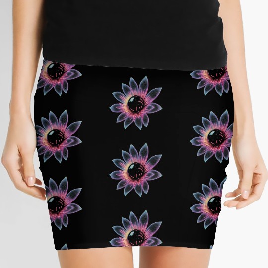 Galactic Lotus Neon Design Women's Mini Skirts