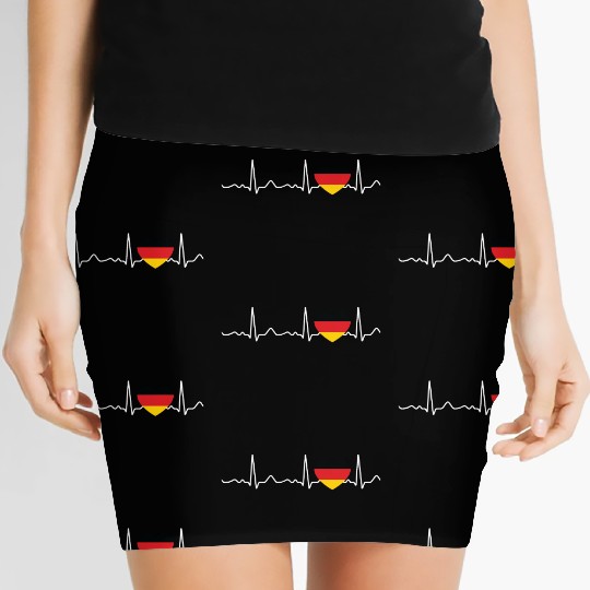 Germany - heartbeat, pulse, heart line, ECG Women's Mini Skirts