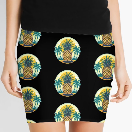 Classic Pineapple and Palm Trees Women's Mini Skirts
