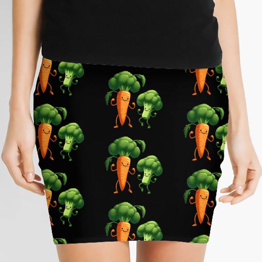 Carrot Dancing with Broccoli Women's Mini Skirts