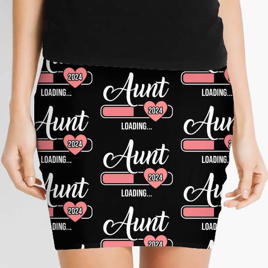 Aunt 2024 loading bar for soon to be auntie Women's Mini Skirts