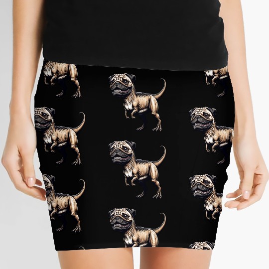 T-Rex & Pug Hybrid Cartoon Fun Women's Mini Skirts