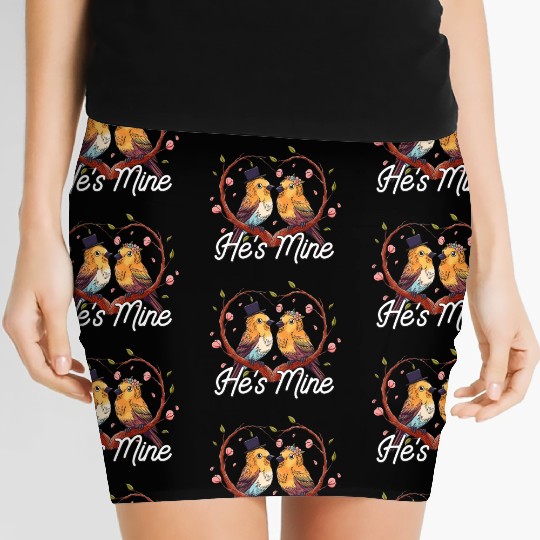 Hes Mine Funny Bride Humor Future Wife Wedding Pun Women's Mini Skirts