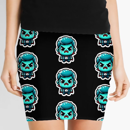 Aquatic Fury: Angry Aqua Vampire Women's Mini Skirts