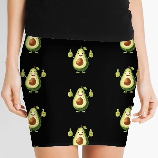 Happy Avocado Thumbs Up Fun Expression Women's Mini Skirts