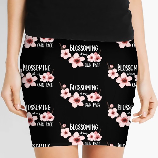 Spring floral Women's Mini Skirts Elegant Cherry Blossom Design