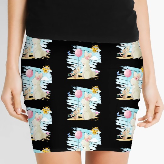 Rabbit Mama Want Sent Postcard Using Post Mouse Women's Mini Skirts