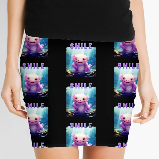 Colorful Smiling Lizard Underwater Women's Mini Skirts