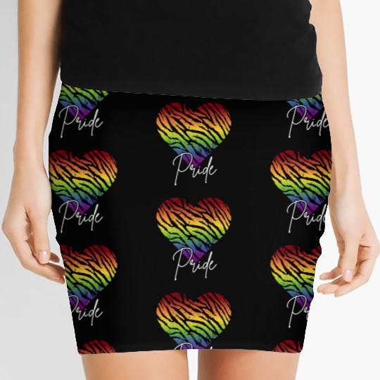 LGBTQ+Pride Rainbow heart-pattern tiger leather Women's Mini Skirts