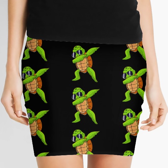 Dabbing Sea Turtle Animal Lover Save The Turtles Women's Mini Skirts