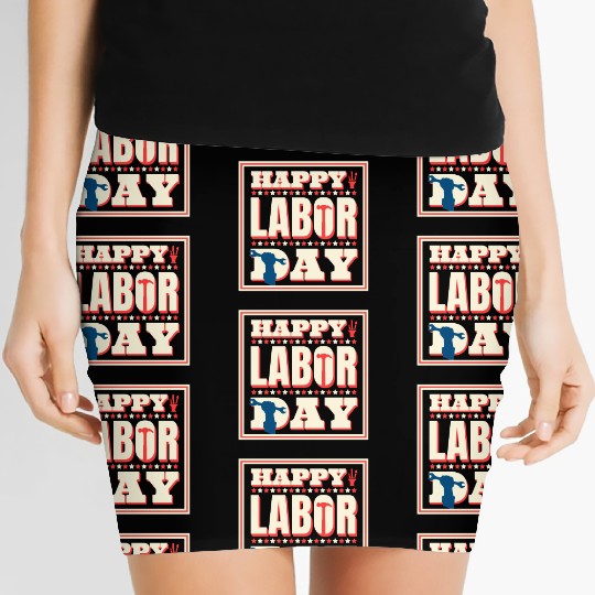 Happy Labor Day Holiday Greetings Women's Mini Skirts