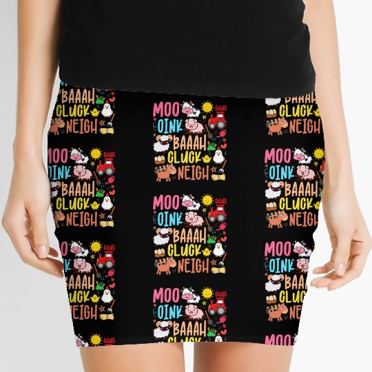 Farm Animals Sounds Oink Baa Neigh Cluck Moo Women's Mini Skirts