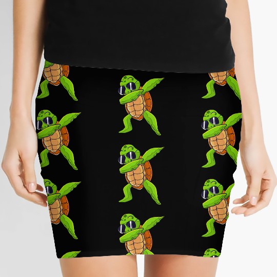 Dabbing Sea Turtle Animal Lover Save The Turtles Women's Mini Skirts