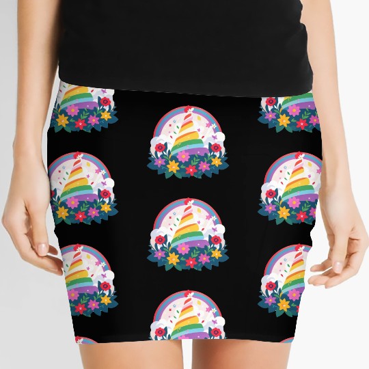 Mother's Day: Sunday cake, flower rainbow Women's Mini Skirts