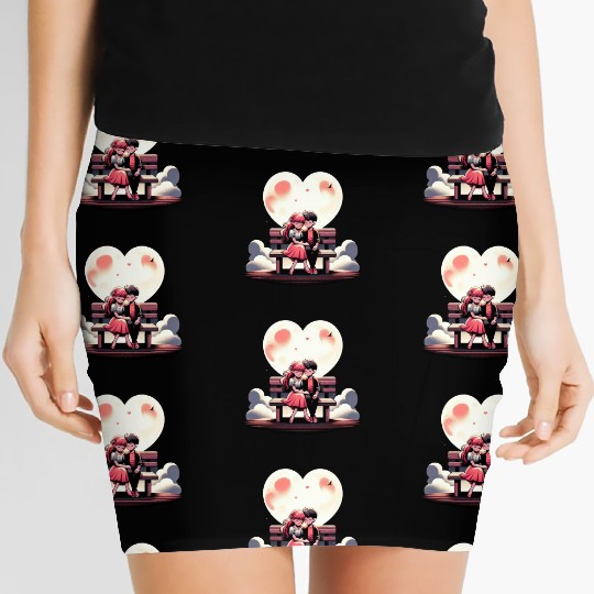 Heart Moon Embrace Women's Mini Skirts