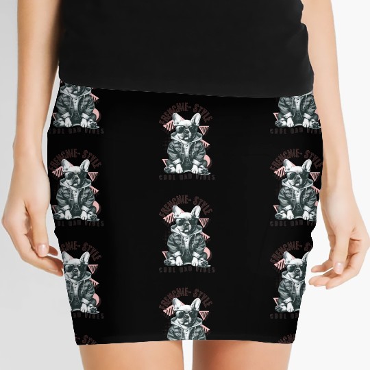 Frenchie Dog Dad Vibes : French Bull dog Women's Mini Skirts