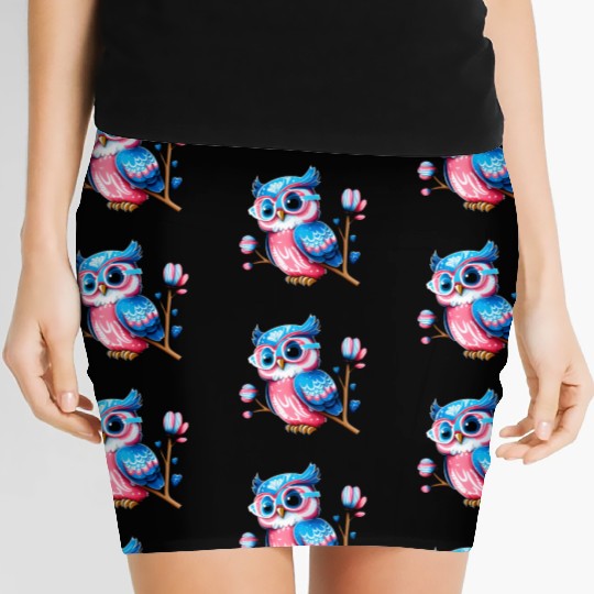 Red White and Blue Owl Women's Mini Skirts