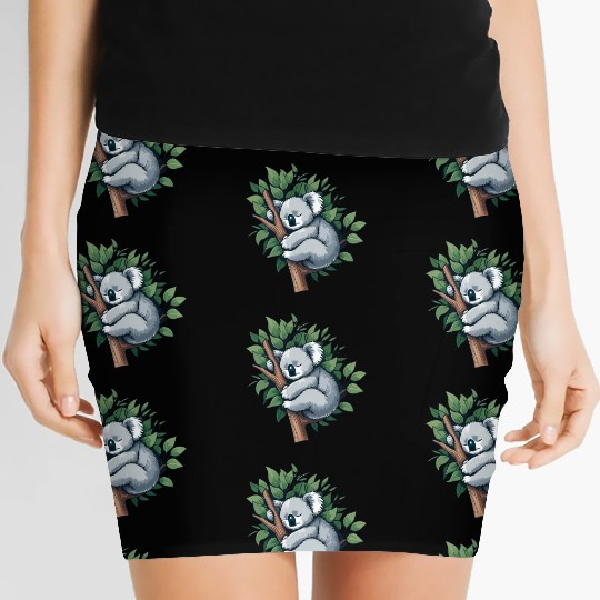 Slumbering Koala: Peaceful Tree Hugger Women's Mini Skirts