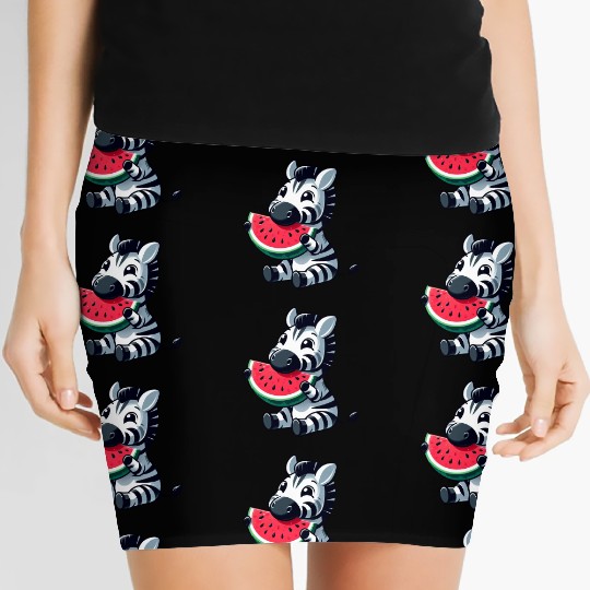 Zebra melon watermelon fruit fruity Women's Mini Skirts