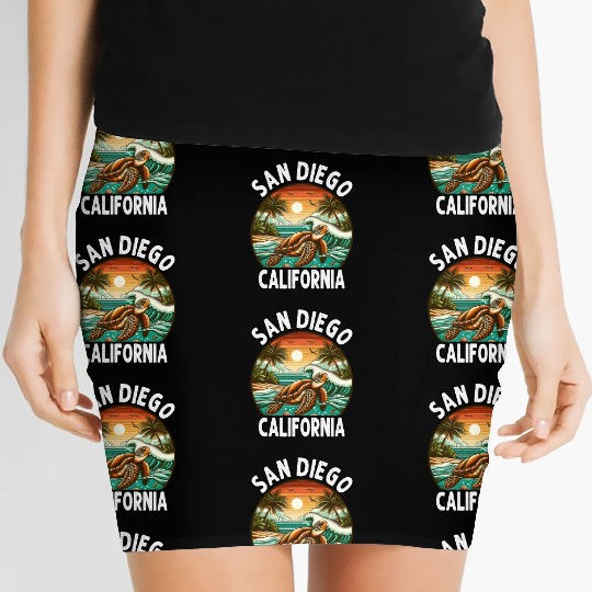 California Beach, San Diego Sea Turtle Beach Women's Mini Skirts