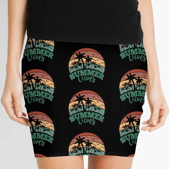Summer Sunset Palm Tree Vintage 70s 80s Women's Mini Skirts