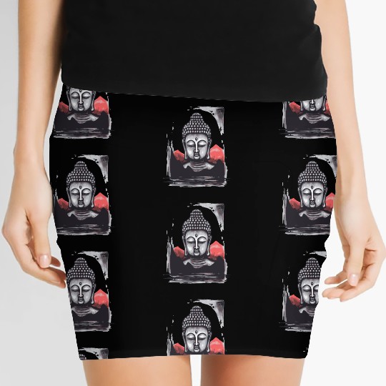 Japan Red Sun: Chilling Buddha Women's Mini Skirts