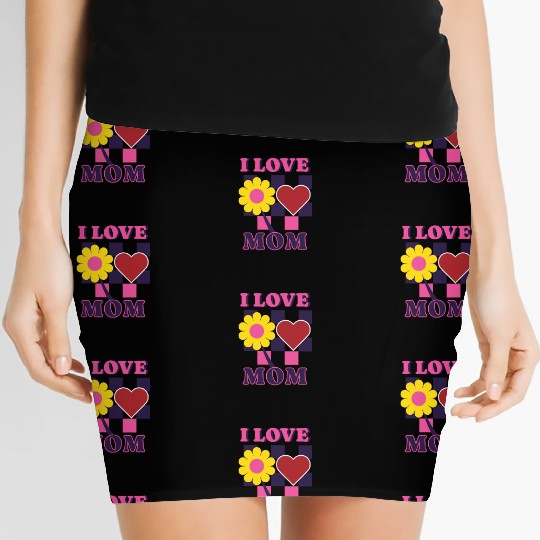 " I LOVE U MOM " design: mothers day Women's Mini Skirts