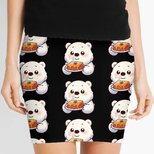 Polar Bear Enjoys Italian Lasagna Women's Mini Skirts