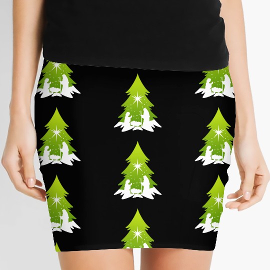 Christmas Tree Nativity Scene Artist Women's Mini Skirts