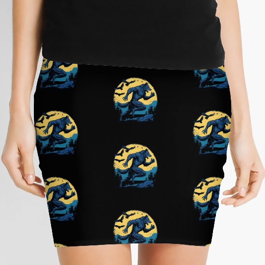 Running Werewolf with Crows Women's Mini Skirts