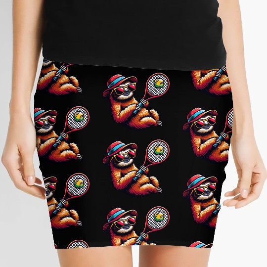 Sloth Tennis Player Cool Sport Design Women's Mini Skirts