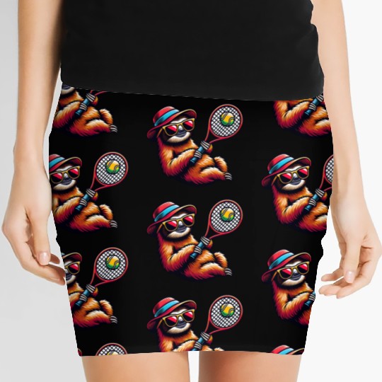 Sloth Tennis Player Cool Sport Design Women's Mini Skirts