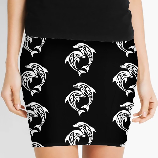 T Tattoo Dolphins Leaping Porpoises Women's Mini Skirts
