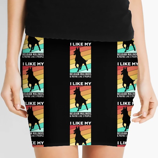 Retro Dog Silhouette I Like My Belgian Malinois Women's Mini Skirts