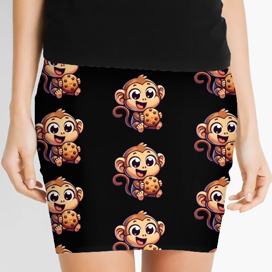 Chimpanzee with Cookie Sweet Treat Women's Mini Skirts