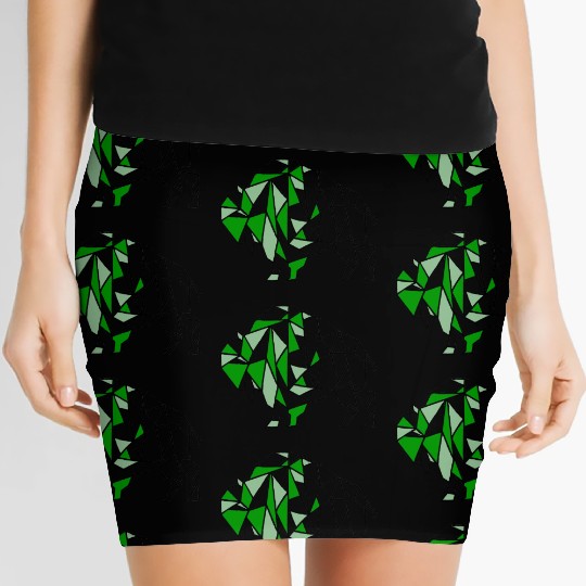 Bright Green Geometric Bison Women's Mini Skirts