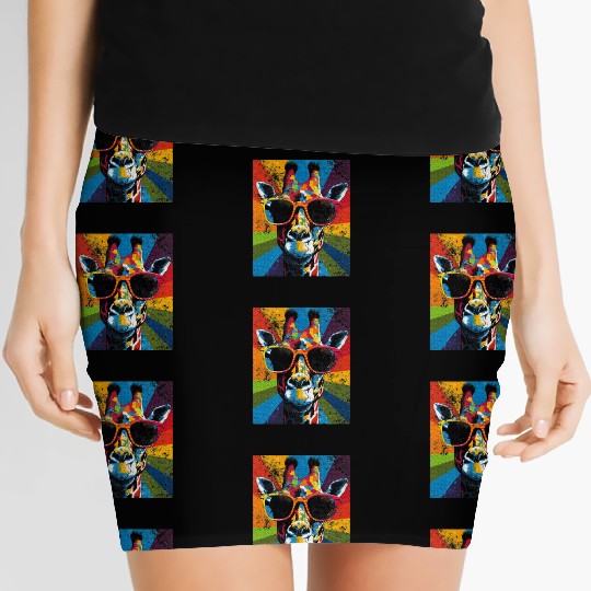 Giraffe Sunglasses African Animal Lover Women's Mini Skirts