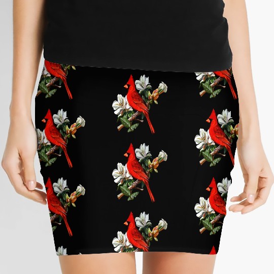 Northern Red Cardinal On A Branch Women's Mini Skirts