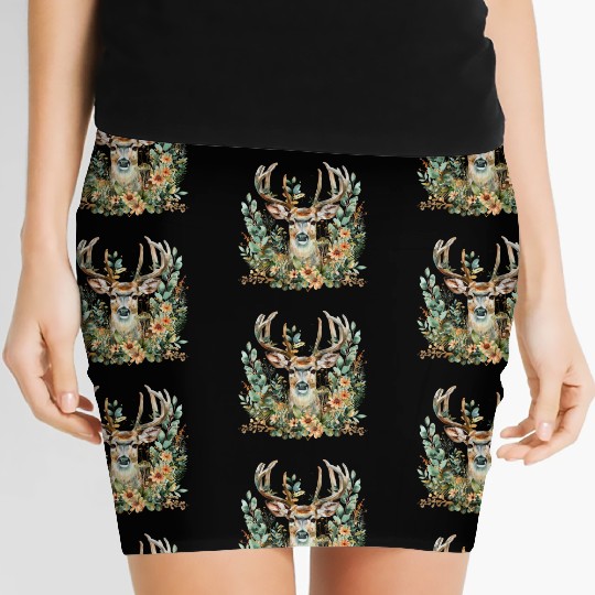 Deer Clipart - Forest Deer Illustrations, Women's Mini Skirts